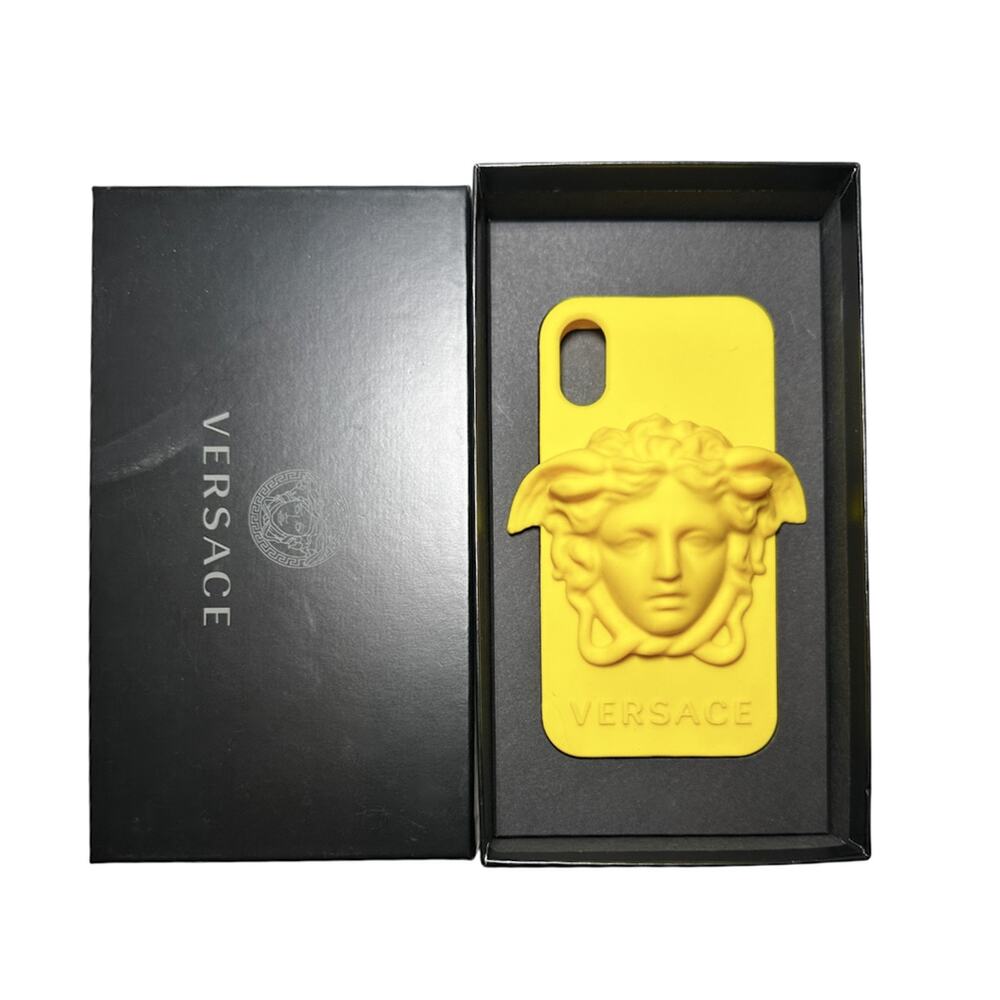 VERSACE NIB Medusa Yellow Silicone iPhone X Bumper Phone Shell Case Authentic